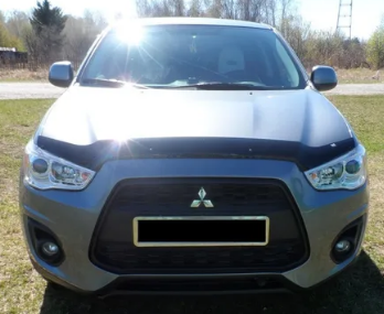 Дефлектор капота (мухобойка) Mitsubishi ASX 2010- длинный (Митсубиши АЭСИкс) SIM